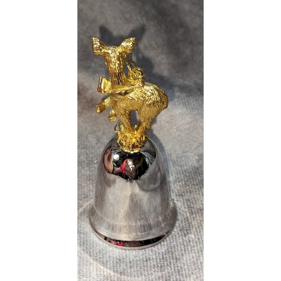 Silver And Gold Reindeer Holiday Bell Ornament - Picture 2 of 3